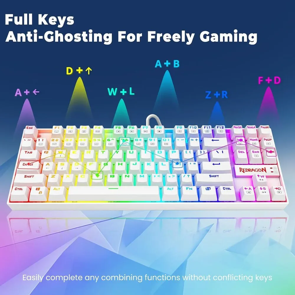 Redragon K552P TKL Mechanical Gaming Keyboard RGB – 18 Backlight Modes